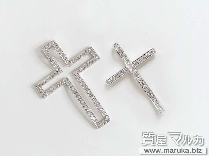 K18WG 2重クロス ダイヤ 4.5ct ペンダントの買取・質預かり｜大阪の質屋マルカ
