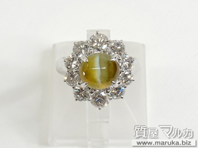 Pt900 キャッツアイ4.5ct ダイヤモンドリングの買取・質預かり｜大阪の質屋マルカ