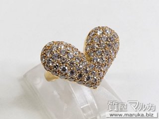 K18 ハート形 ダイヤモンドリング
