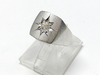 プラチナ ダイヤモンド 0.28ct 印台リングの買取・質預かり｜大阪