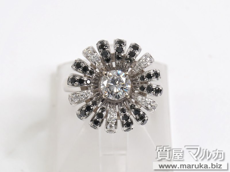 K18WG 白黒ダイヤモンド 0.57ct リング【質屋マルカ】