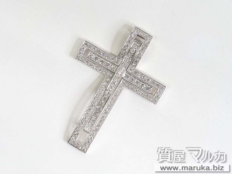 K18WG 2重クロス ダイヤ 4.5ct ペンダントの買取・質預かり｜大阪の質屋マルカ