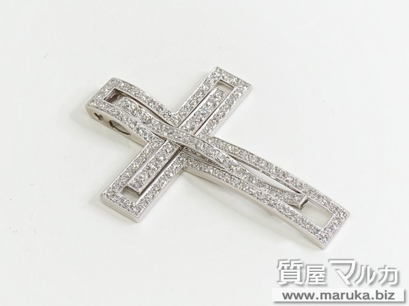 K18WG 2重クロス ダイヤ 4.5ct ペンダントの買取・質預かり｜大阪の質屋マルカ