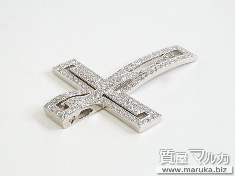 K18WG 2重クロス ダイヤ 4.5ct ペンダントの買取・質預かり｜大阪の質屋マルカ