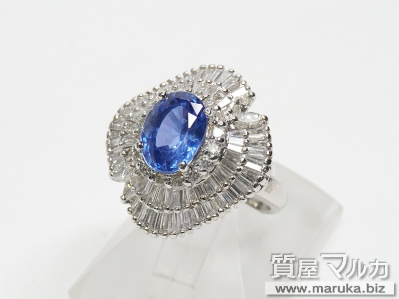 非加熱ブルーサファイヤ 3.0ct ダイヤリングの買取・質預かり｜大阪の質屋マルカ