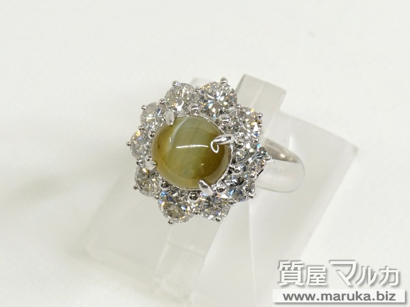 Pt900 キャッツアイ4.5ct ダイヤモンドリングの買取・質預かり｜大阪の質屋マルカ