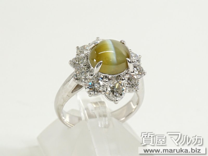 Pt900 キャッツアイ4.5ct ダイヤモンドリングの買取・質預かり｜大阪の質屋マルカ