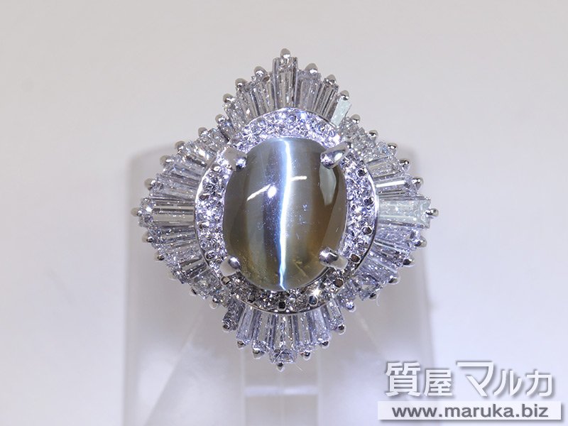 Pt900 キャッツアイ3.4ct ダイヤモンドリングの買取・質預かり｜大阪の質屋マルカ