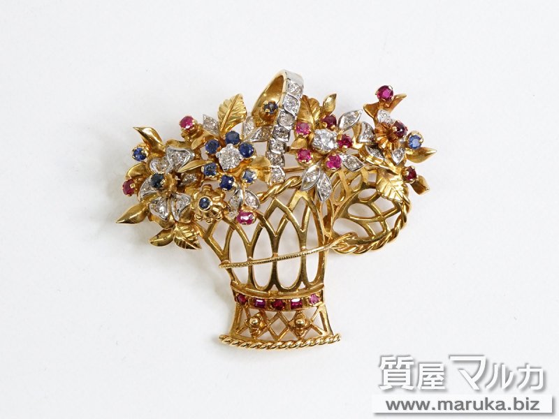 K18 花束マルチカラーブローチの買取・質預かり｜大阪の質屋マルカ