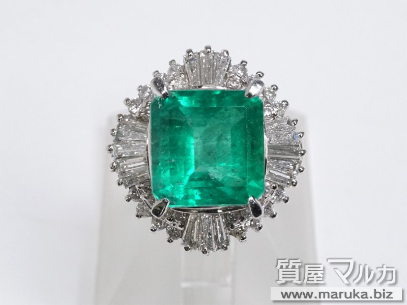 エメラルド4.3ct ダイヤ巻リングの買取・質預かり|大阪の質屋マルカ