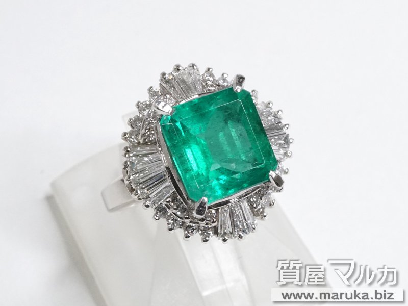 エメラルド4.3ct ダイヤ巻リングの買取・質預かり|大阪の質屋マルカ