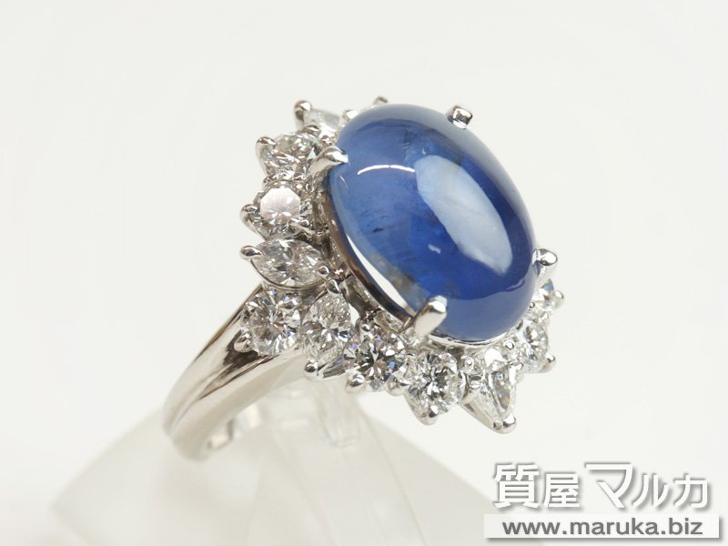 プラチナ900 スターサファイヤ 10.3ct ダイヤ巻リングの買取・質預かり｜大阪の質屋マルカ