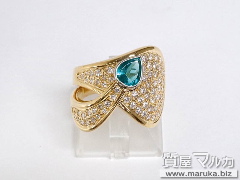 パライバトルマリン 0.5ct K18 ダイヤモンドリングの買取・質預かり｜大阪の質屋マルカ