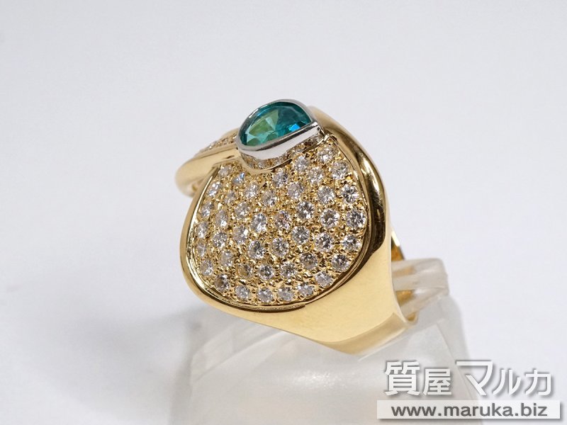 パライバトルマリン 0.5ct K18 ダイヤモンドリングの買取・質預かり｜大阪の質屋マルカ