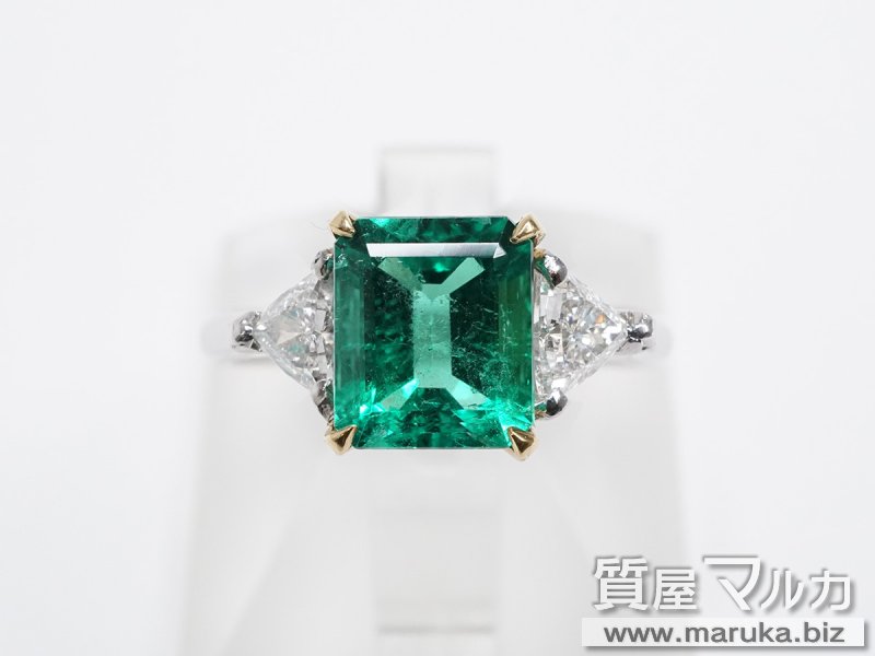 Pt900/K18 高品質エメラルド1.9ct ダイヤリングの買取・質預かり｜大阪の質屋マルカ