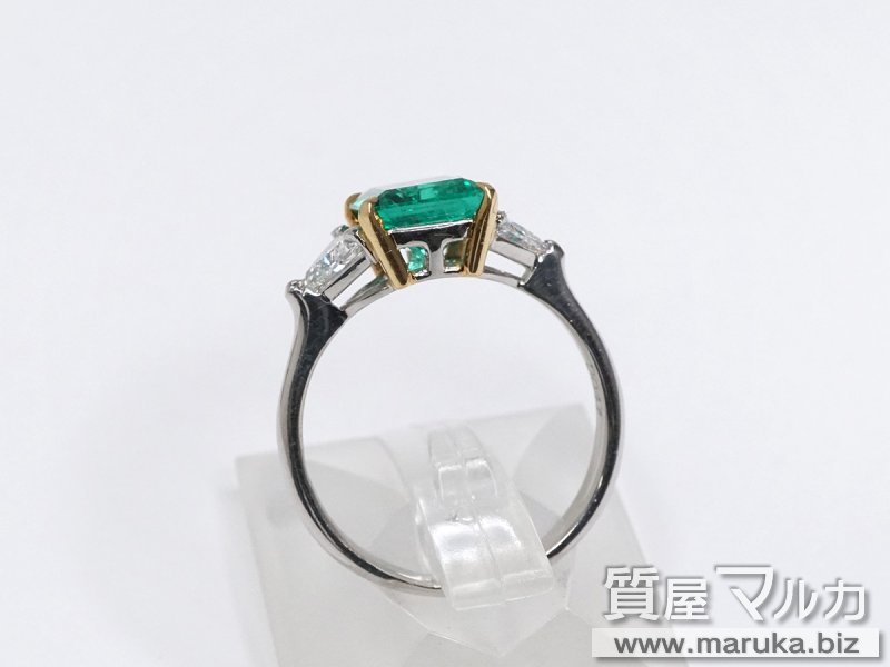 Pt900/K18 高品質エメラルド1.9ct ダイヤリングの買取・質預かり｜大阪の質屋マルカ
