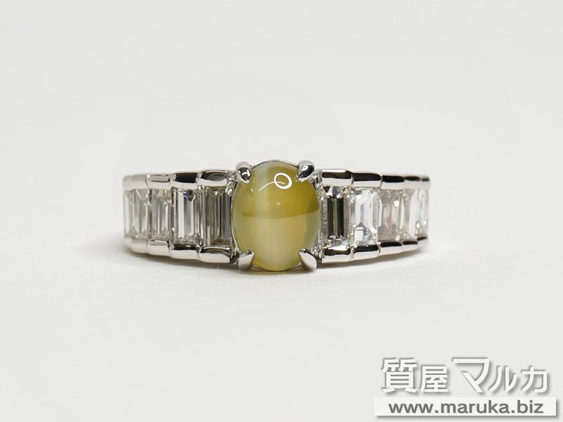 Pt900 キャッツアイ 1.8ct ダイヤモンドリングの買取・質預かり｜大阪の質屋マルカ