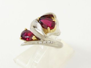 Pt950 ルベライト フラワーモチーフリング｜箕面市の買取・質預かり｜質屋マルカ