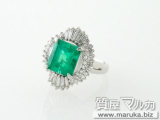 Pt900 エメラルド2.81ct ダイヤ巻リング｜芦屋の買取・質預かり｜質屋マルカ