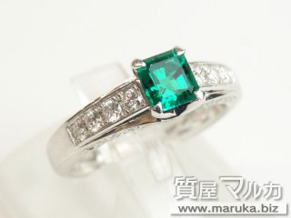 Pt900 エメラルド2.6ct ダイヤ巻リングの買取・質預かり｜大阪の