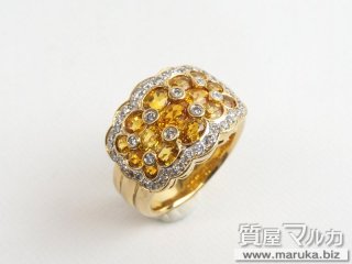 K18 ゴールデンサファイヤ デザインリング｜川西市・雲雀丘の買取・質預かり｜質屋マルカ