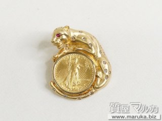 18金 豹 イーグルコイン ペンダント