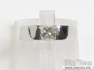 イエロー角ダイヤモンド 1.125ct プラチナリング