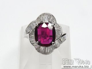 Pt900 ルビー2.05ct ダイヤモンドリング