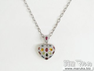 K18 Pt900 ハートマルチストーンネックレス｜江坂の買取・質預かり｜質屋マルカ