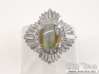 Pt900 キャッツアイ3.4ct ダイヤモンドリング｜豊中市の買取・質預かり｜質屋マルカ
