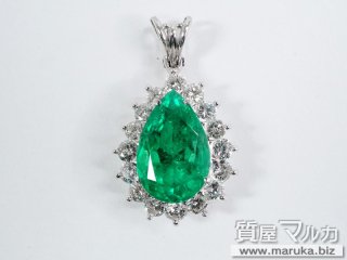 Pt900 ペアシェイプ エメラルド5.4ct ペンダント｜豊中市の買取・質預かり｜質屋マルカ
