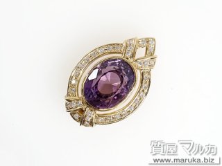 K18 大粒アメシスト19ct ペンダントトップ｜池田市の買取・質預かり｜質屋マルカ
