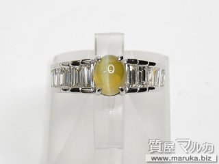 Pt900 キャッツアイ 1.8ct ダイヤモンドリング｜豊中市の買取・質預かり｜質屋マルカ