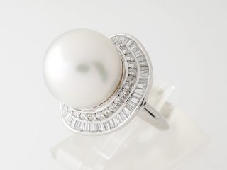 プラチナ900 南洋真珠 ダイヤ巻リング｜箕面市の買取・質預かり｜質屋マルカ